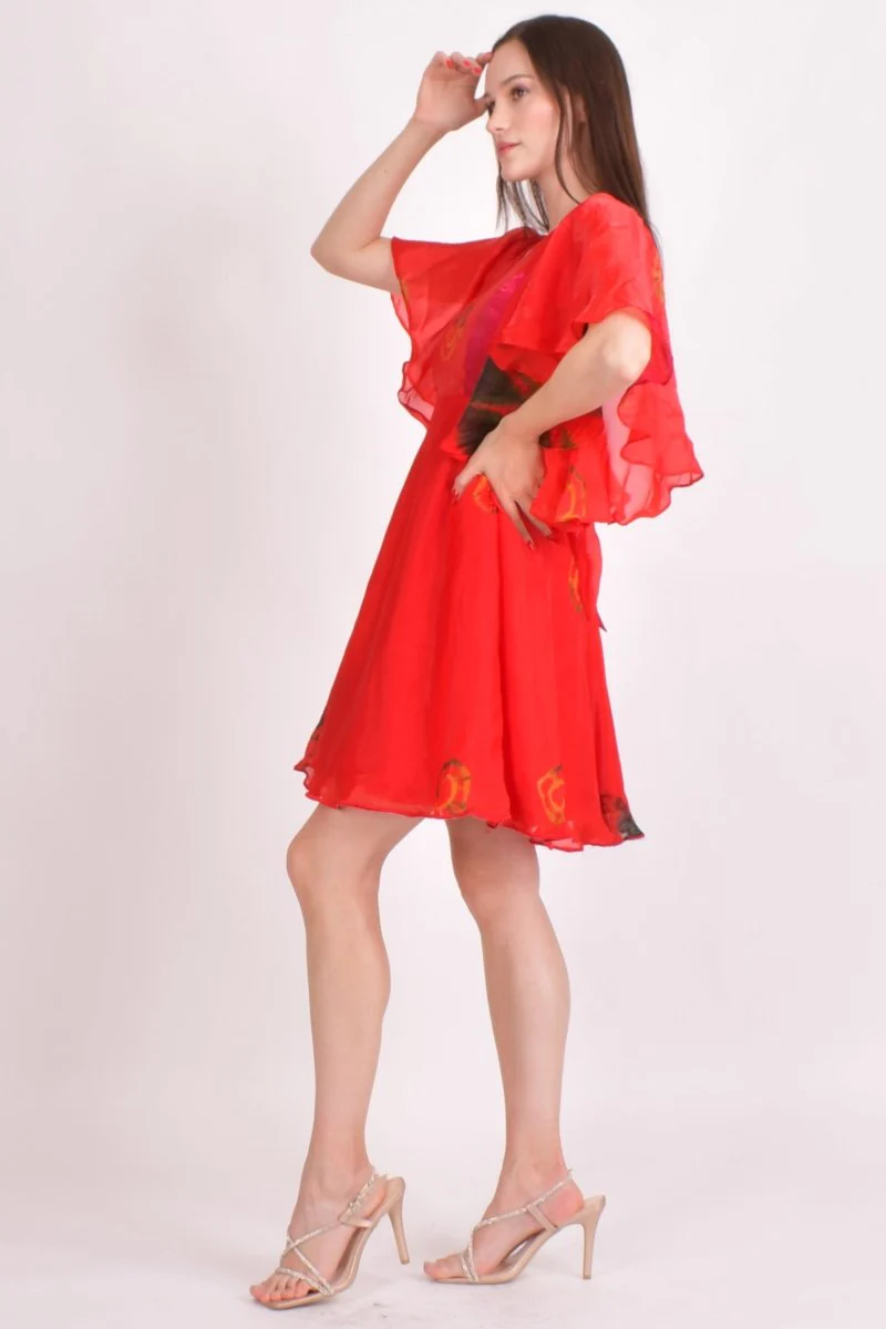 Hand Tie Dye Red Mini Dress - Image 4