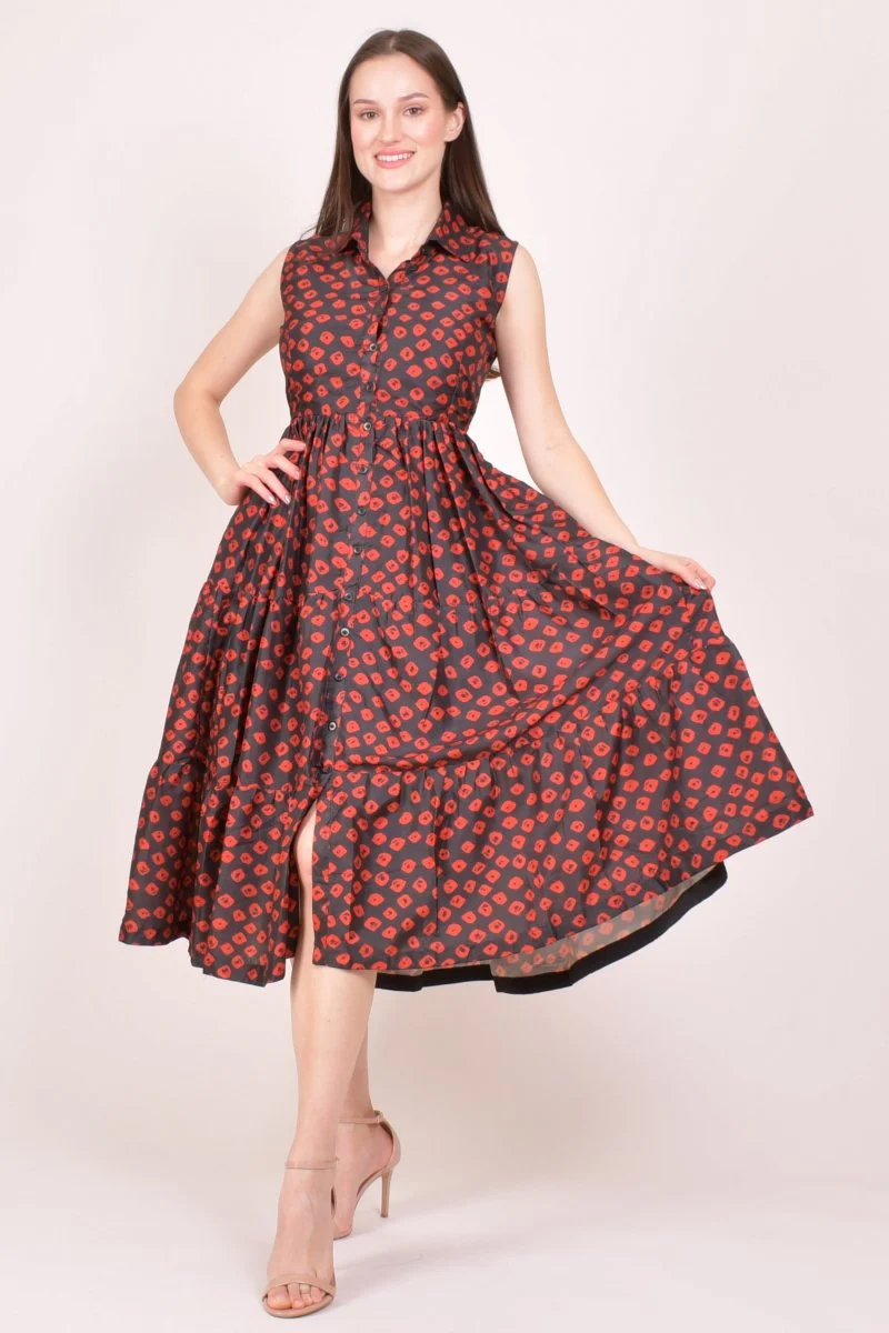 Black Collared Midi Dress