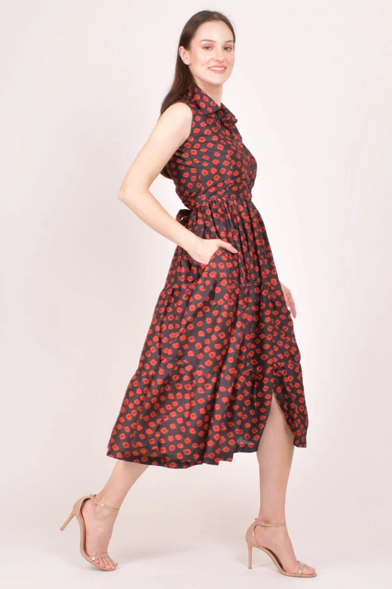 Black Collared Midi Dress - Image 5