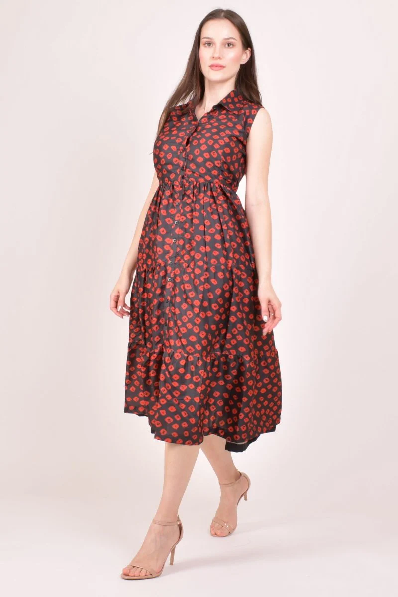Black Collared Midi Dress - Image 6
