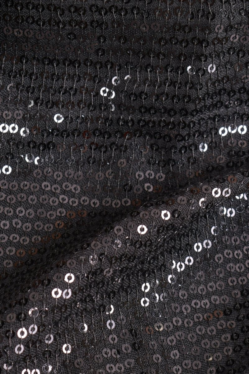 Black Sequins Pre-Draped Saree and V Neck Sequins Blouse - Image 3