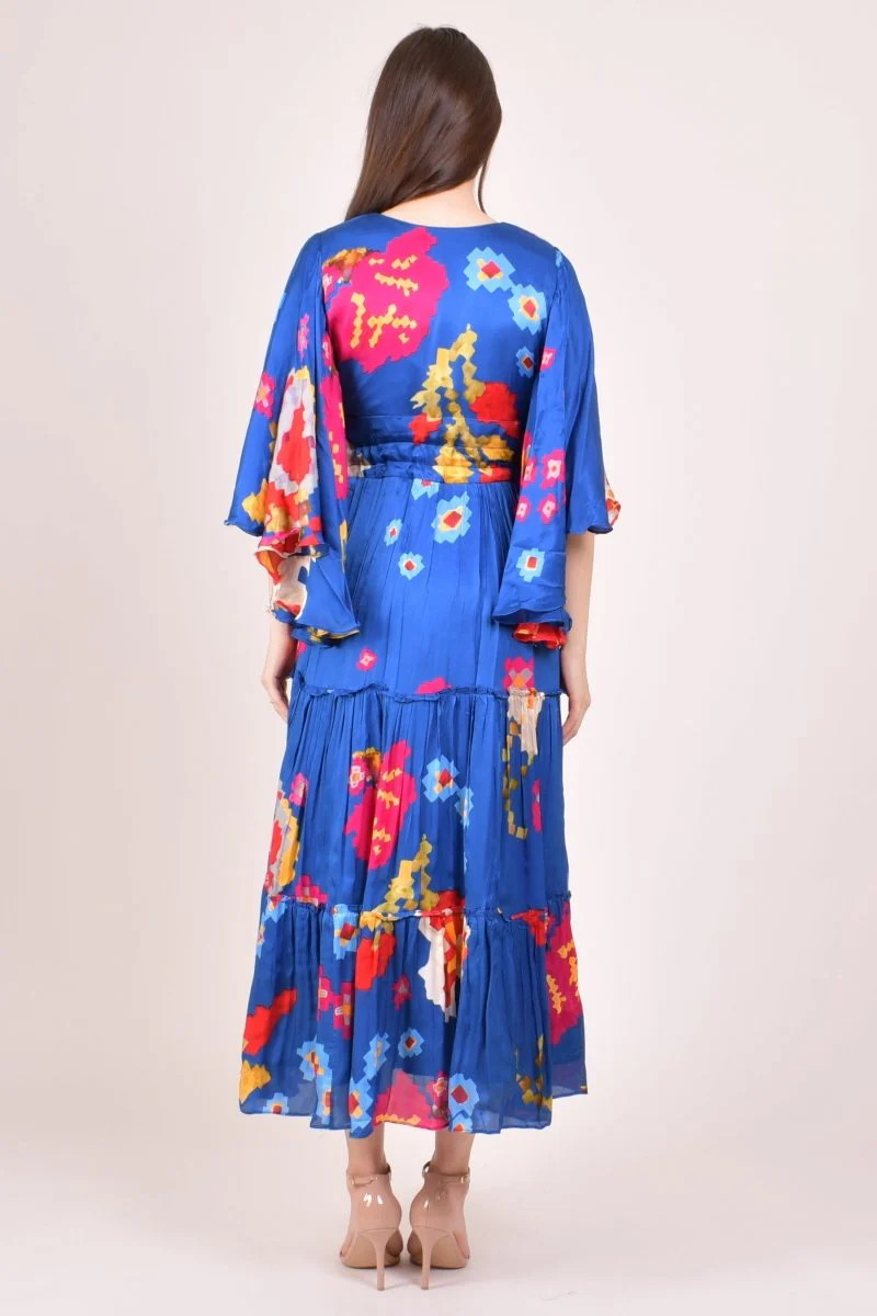 Blue Angel Sleeves Ruffle Maxi Sundress - Image 2