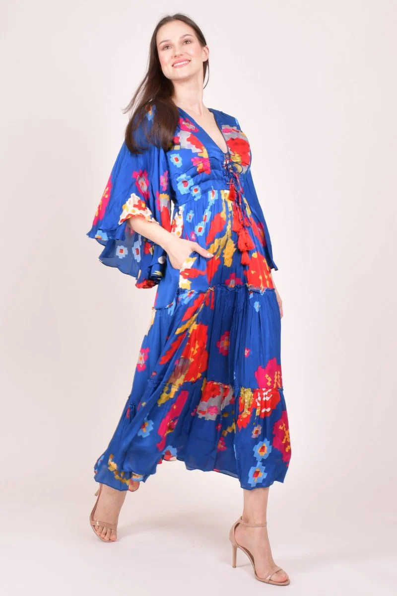 Blue Angel Sleeves Ruffle Maxi Sundress - Image 4