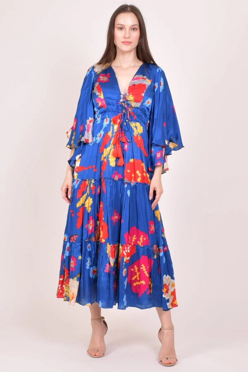 Blue Angel Sleeves Ruffle Maxi Sundress - Image 5