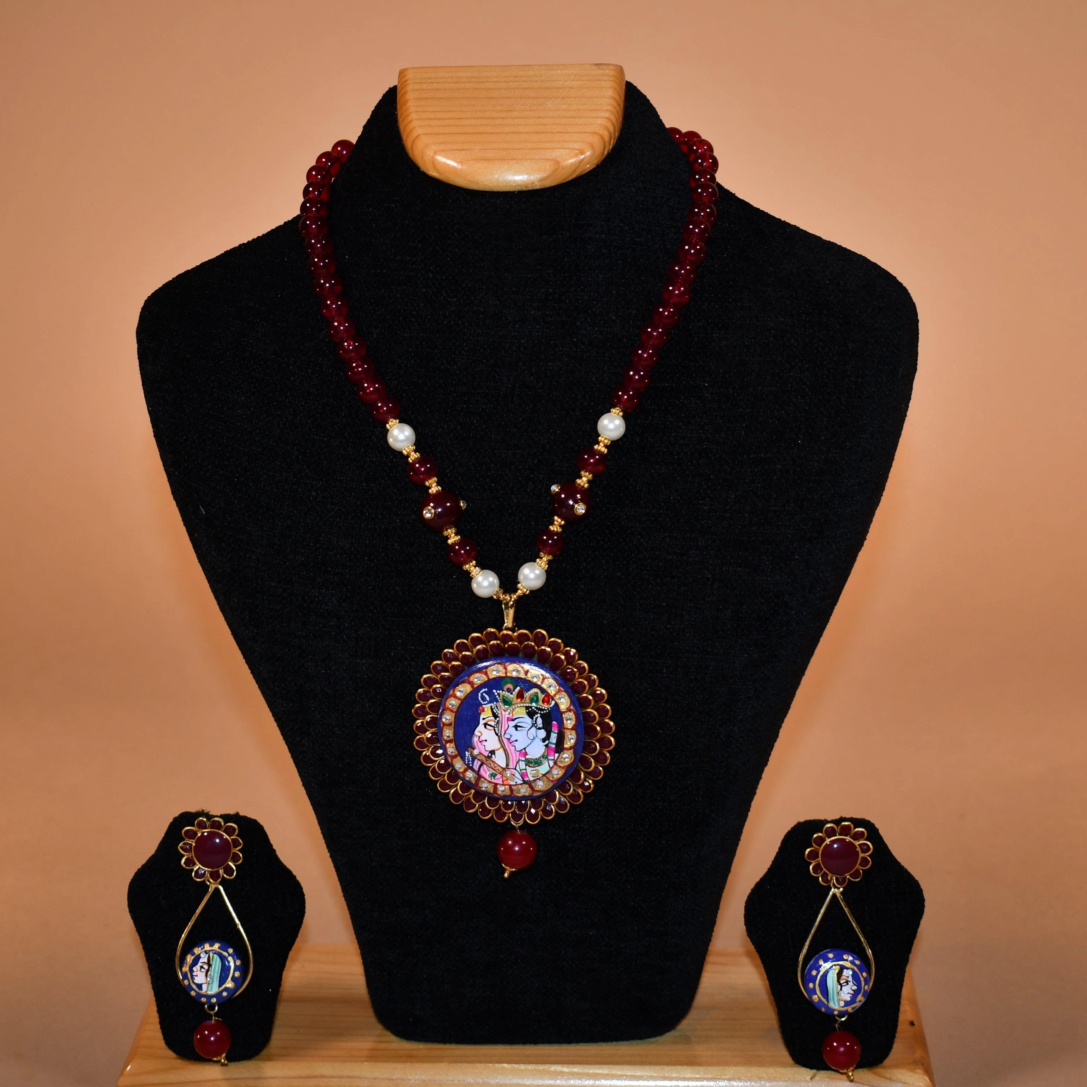 Divine Krishna Leela Circular Necklace Set