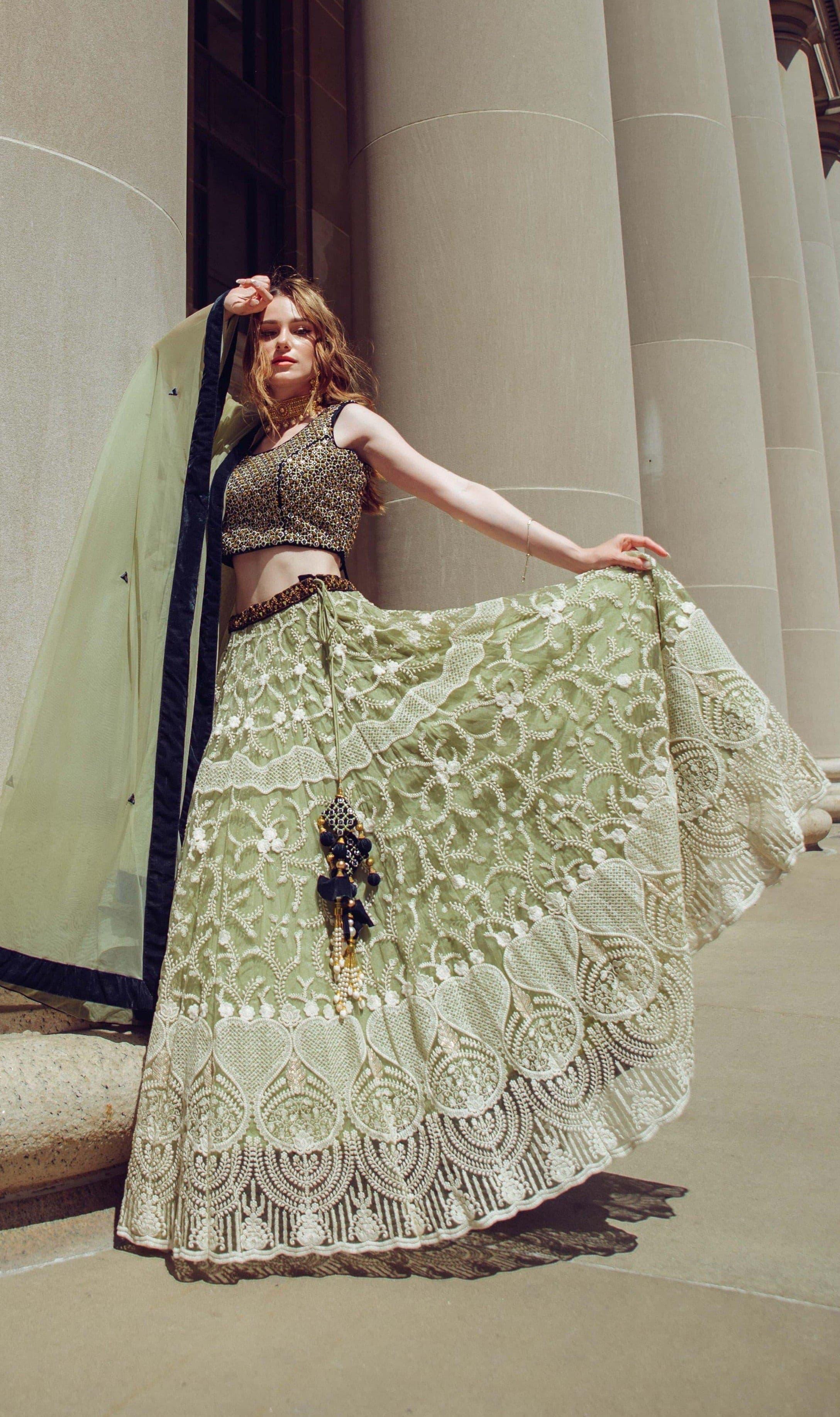 Pista Lehenga Choli with Heavy Embroidery - Image 2