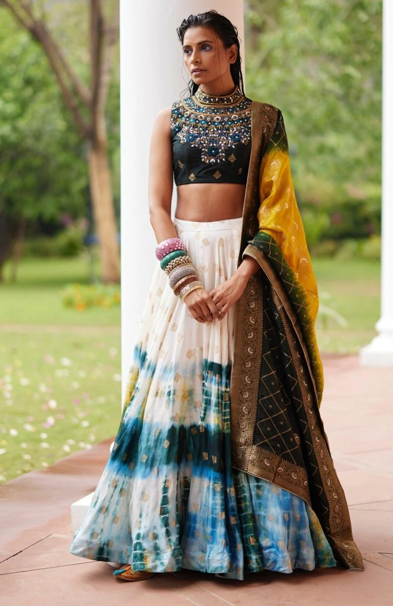 Silk Tie Dye Lehenga Choli Set