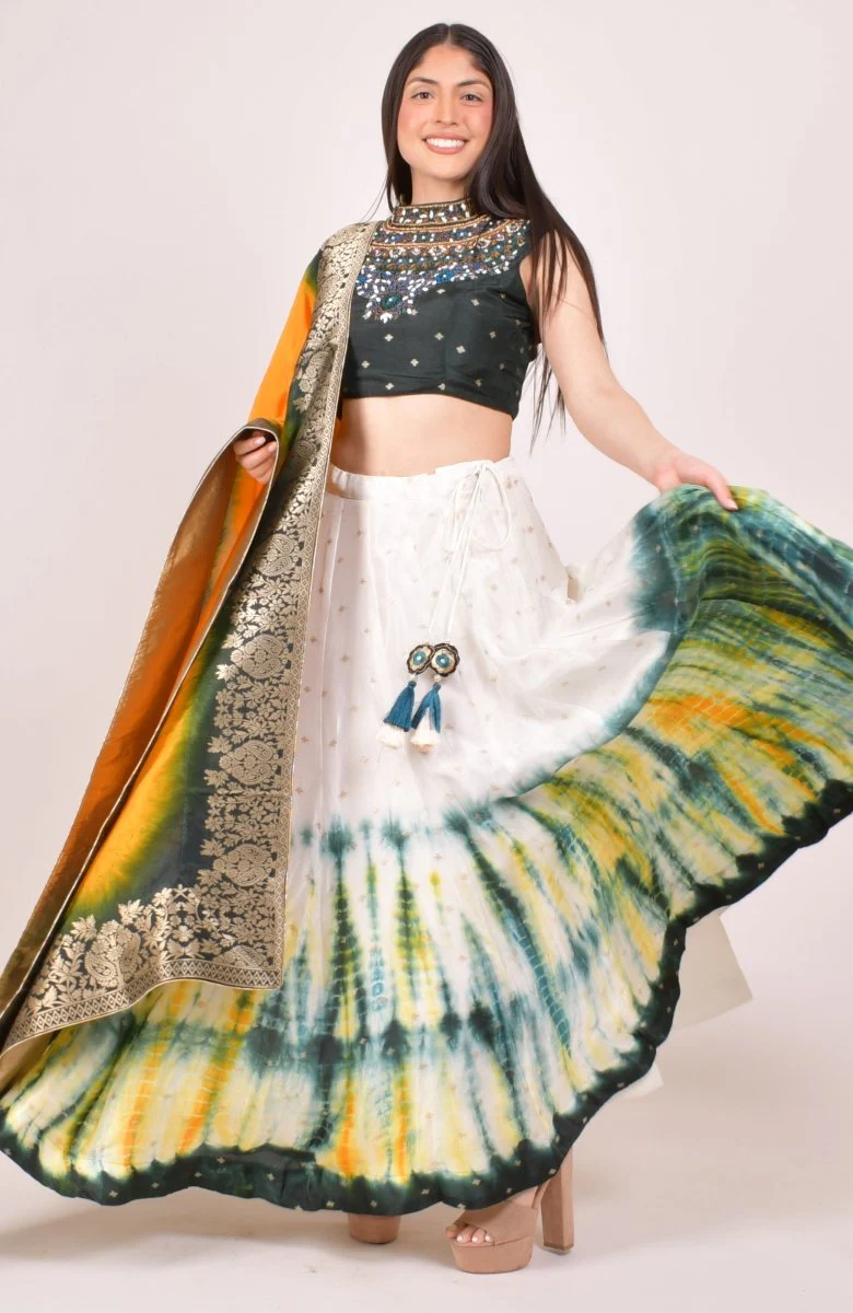 Silk Tie Dye Lehenga Choli Set - Image 7