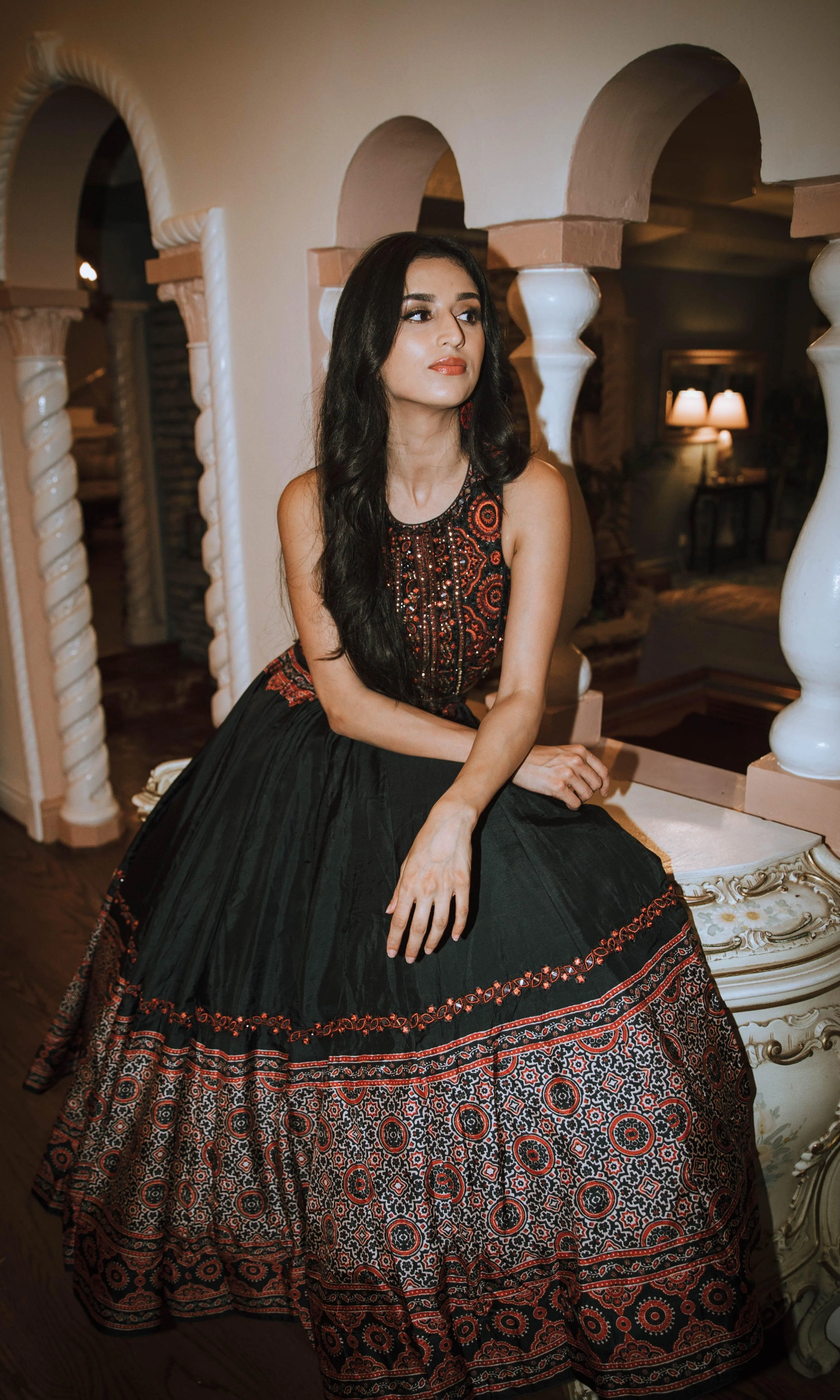 Black Lehenga with Hand Embroidered Blouse - Image 4