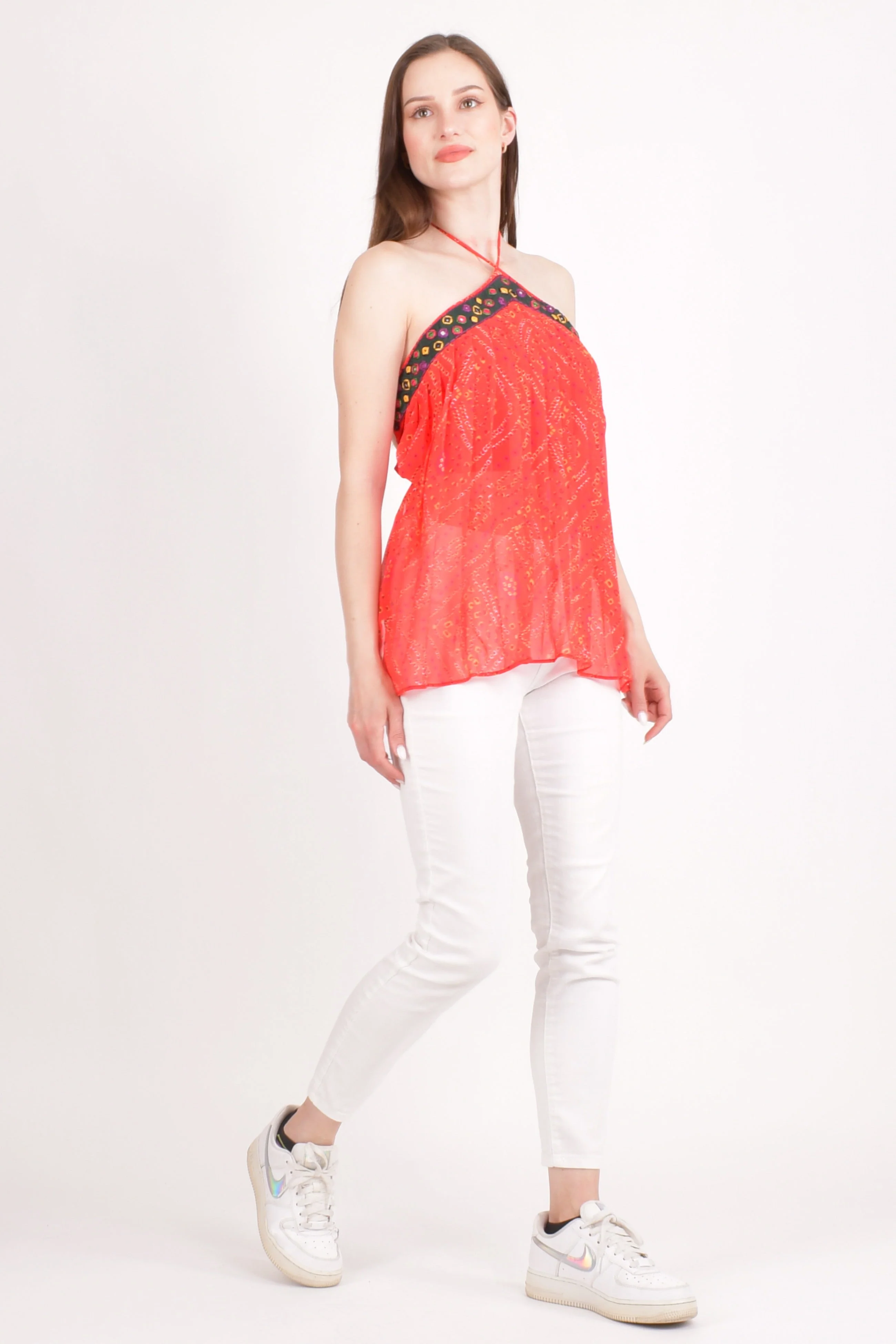 Red Embroidered Halter Top - Image 5