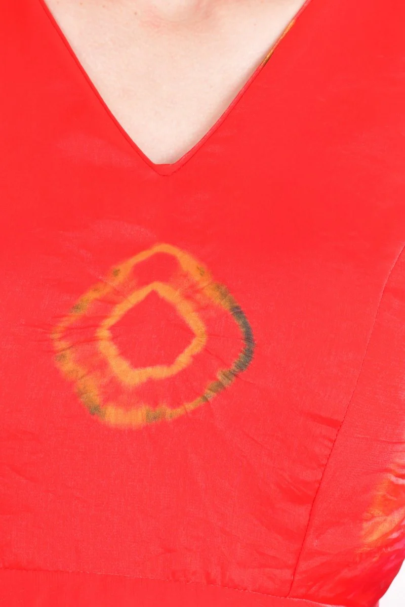 Red Hand Tie Dye High Low Dress - Image 3
