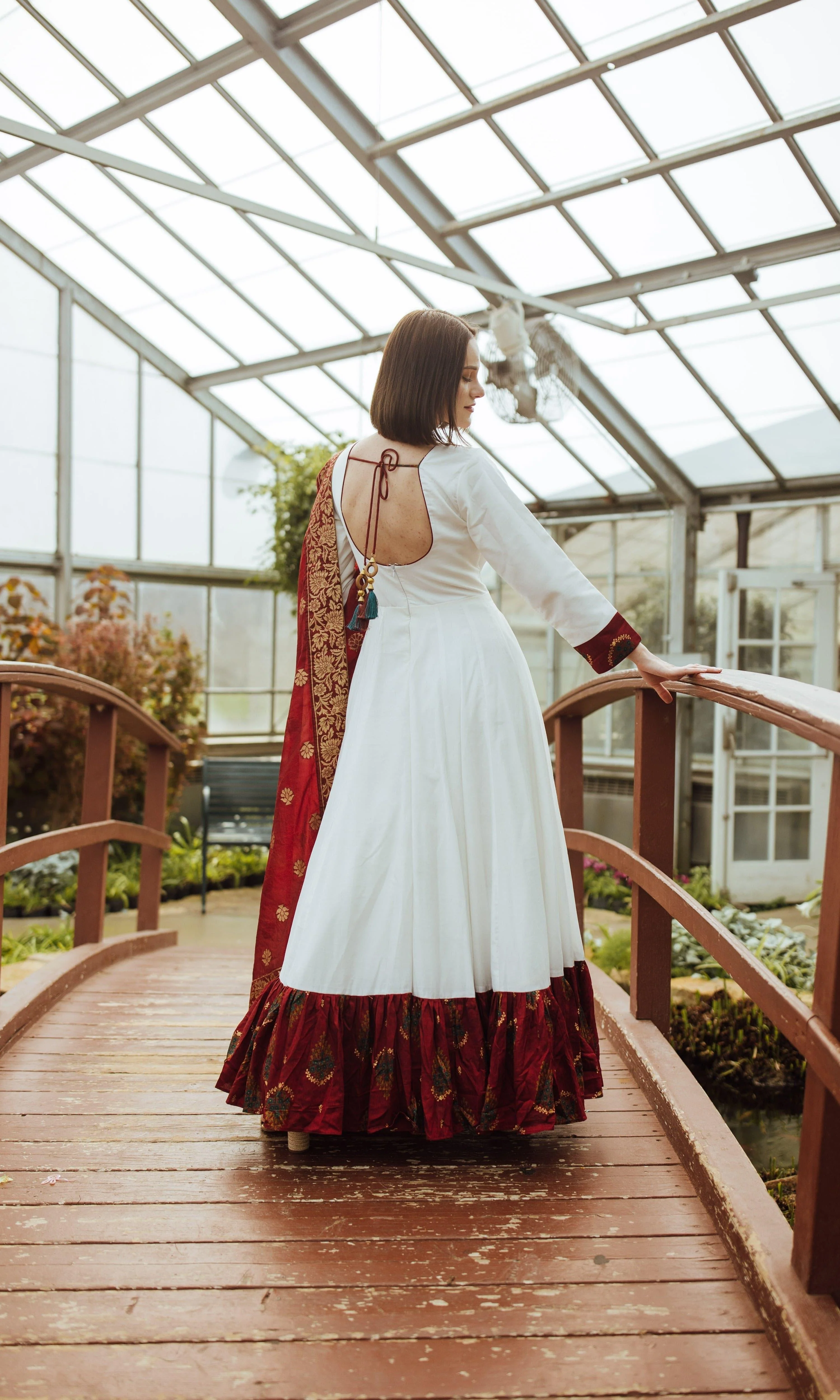 White Long Dress with Hand Embroidery - Image 3